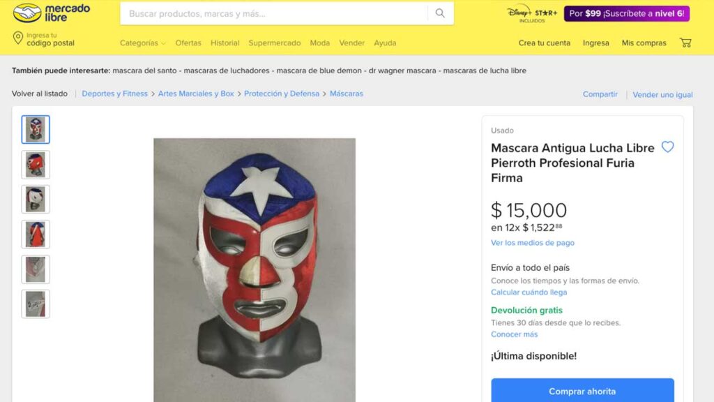 La Máscara se vende en miles de pesos